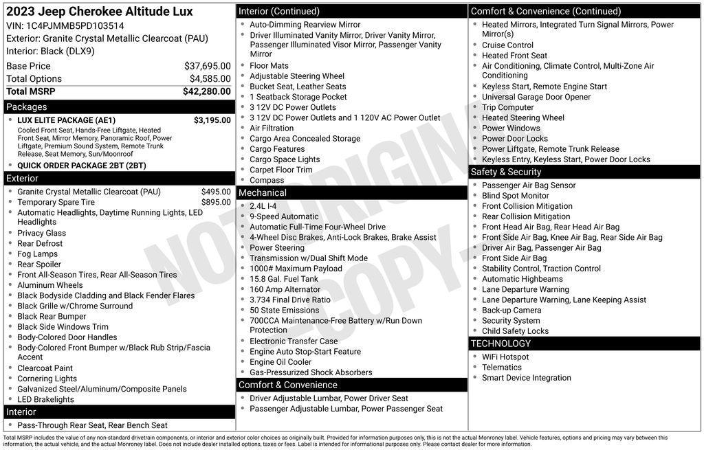 used 2023 Jeep Cherokee car, priced at $23,150