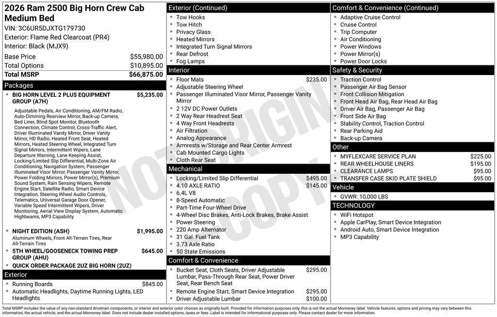 new 2026 Ram 2500 car, priced at $62,885