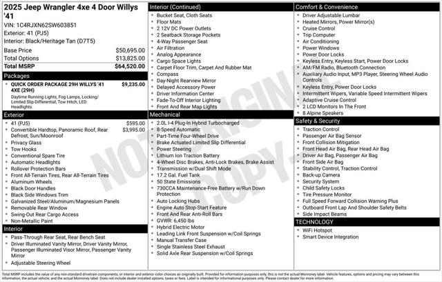 new 2025 Jeep Wrangler 4xe car, priced at $59,541