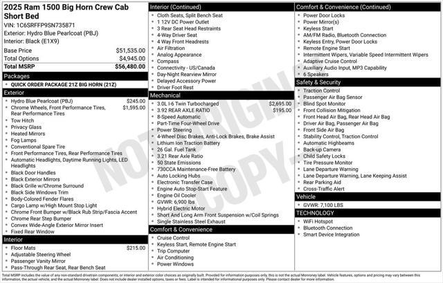 new 2025 Ram 1500 car, priced at $47,677