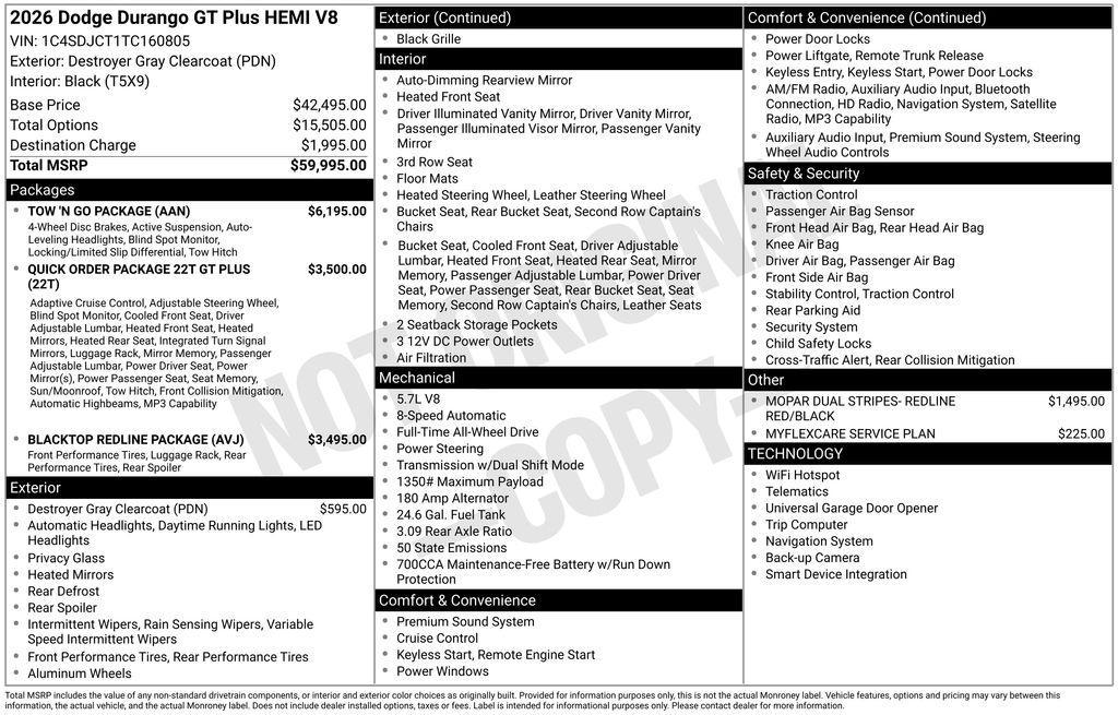 new 2026 Dodge Durango car, priced at $55,995