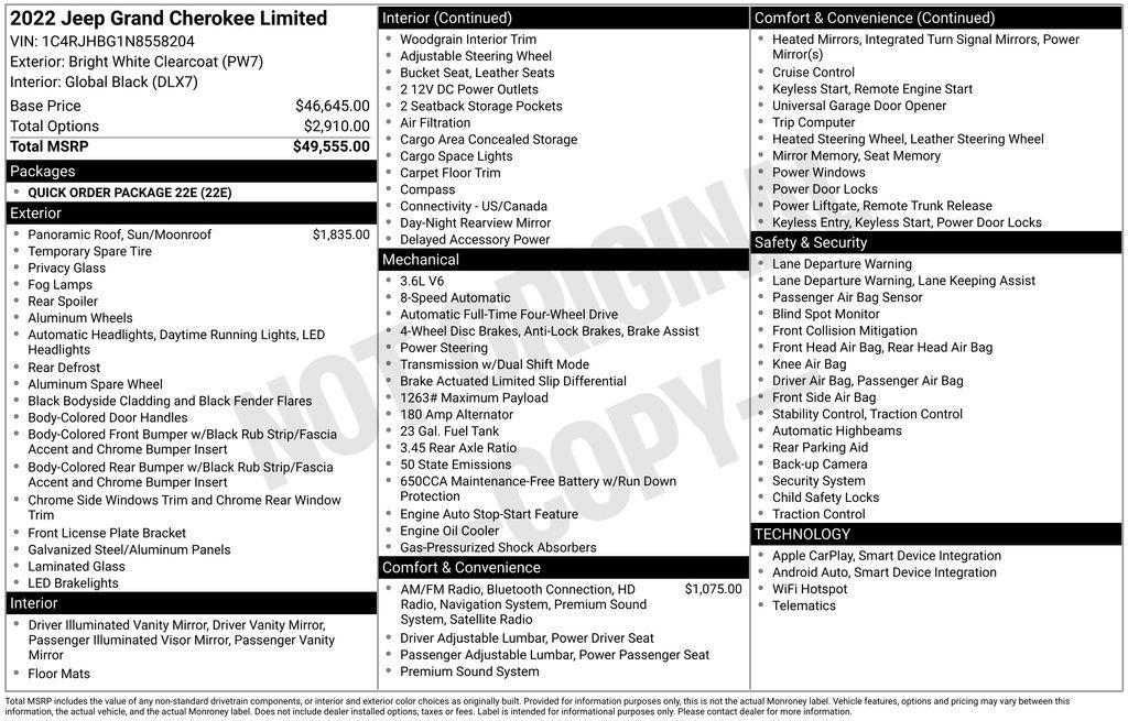 used 2022 Jeep Grand Cherokee car, priced at $28,700