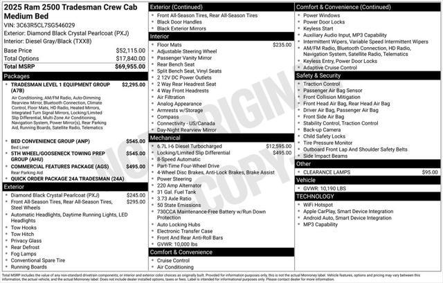 new 2025 Ram 2500 car, priced at $66,086