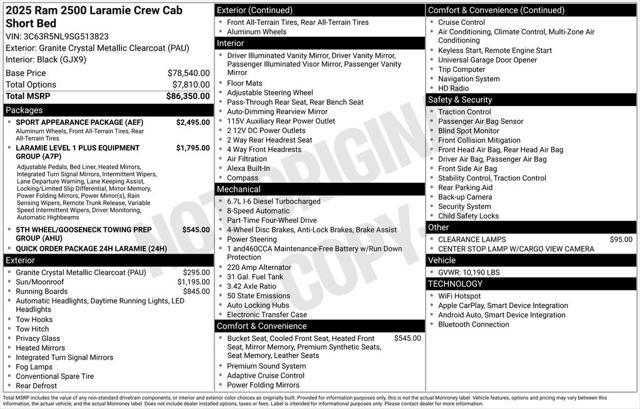 new 2025 Ram 2500 car, priced at $82,454
