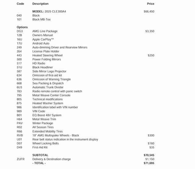 new 2025 Mercedes-Benz CLE 300 car, priced at $71,695