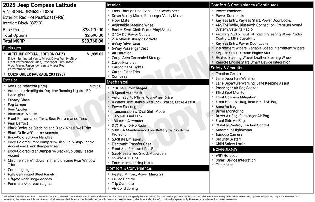 new 2025 Jeep Compass car, priced at $28,232