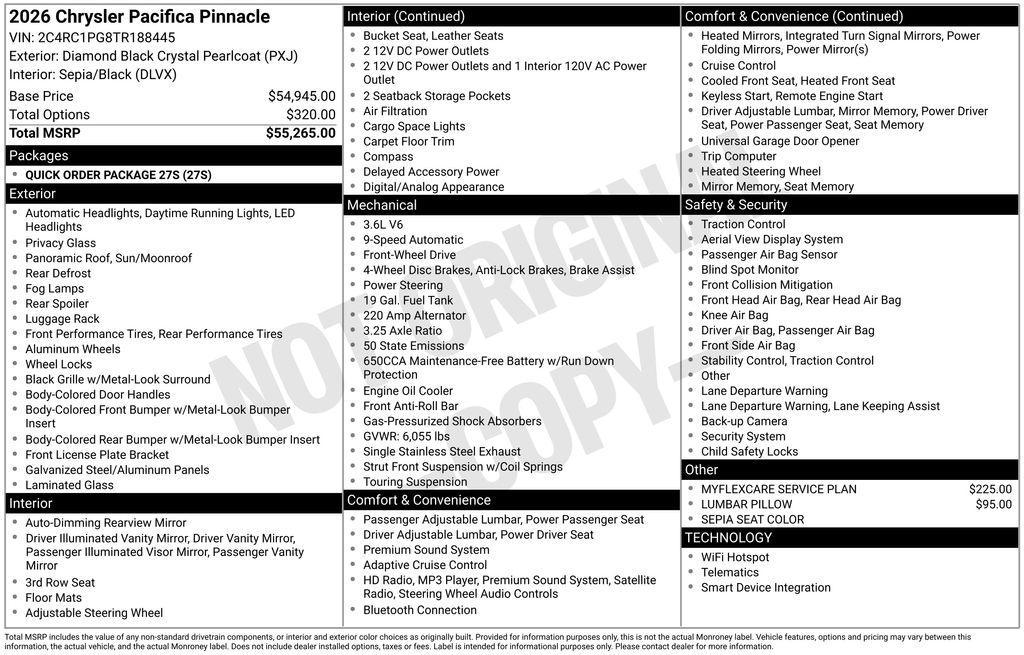 new 2026 Chrysler Pacifica car, priced at $53,360
