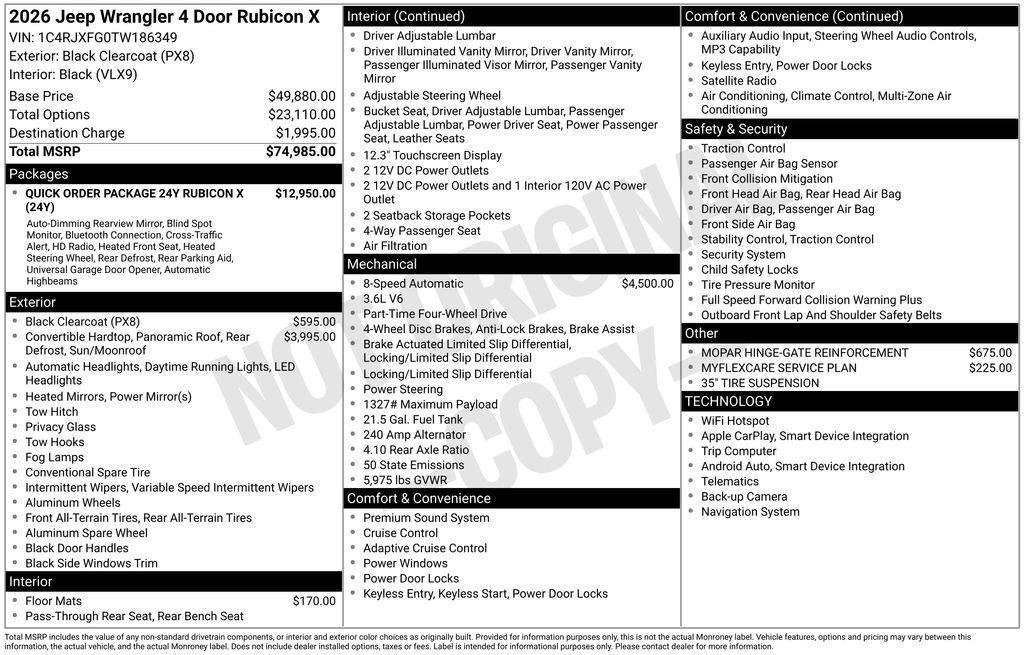 new 2026 Jeep Wrangler car, priced at $65,379