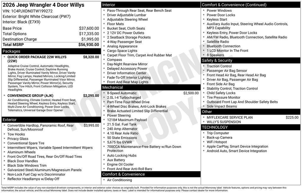 new 2026 Jeep Wrangler car, priced at $46,929