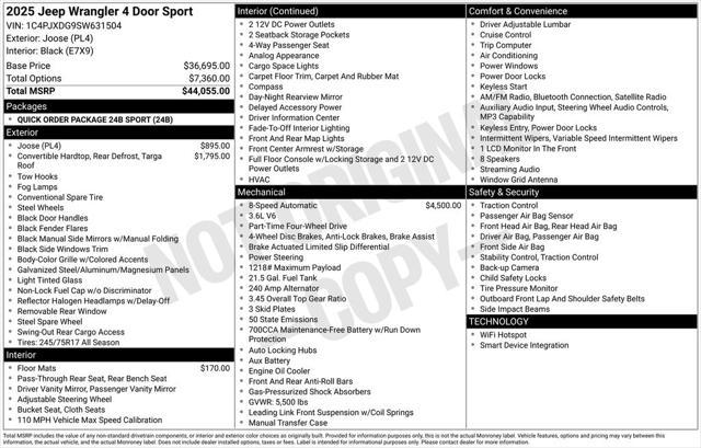 new 2025 Jeep Wrangler car, priced at $37,054
