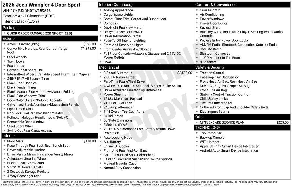 new 2026 Jeep Wrangler car, priced at $40,331