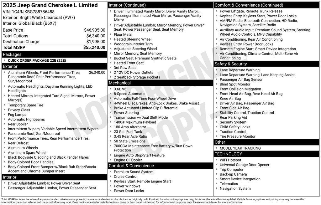 new 2025 Jeep Grand Cherokee L car, priced at $44,456