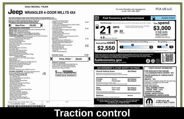 new 2024 Jeep Wrangler car, priced at $50,350