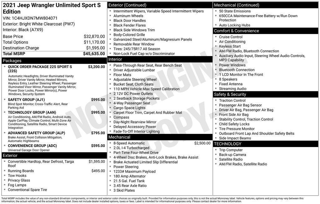 used 2021 Jeep Wrangler Unlimited car, priced at $23,150