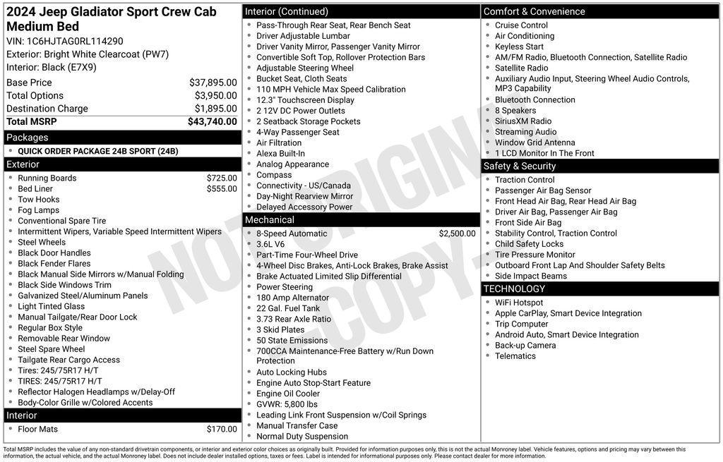used 2024 Jeep Gladiator car, priced at $31,517