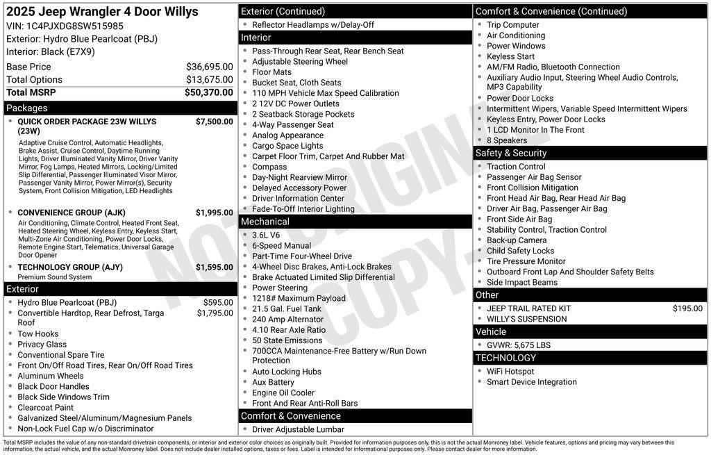 new 2025 Jeep Wrangler car, priced at $40,516