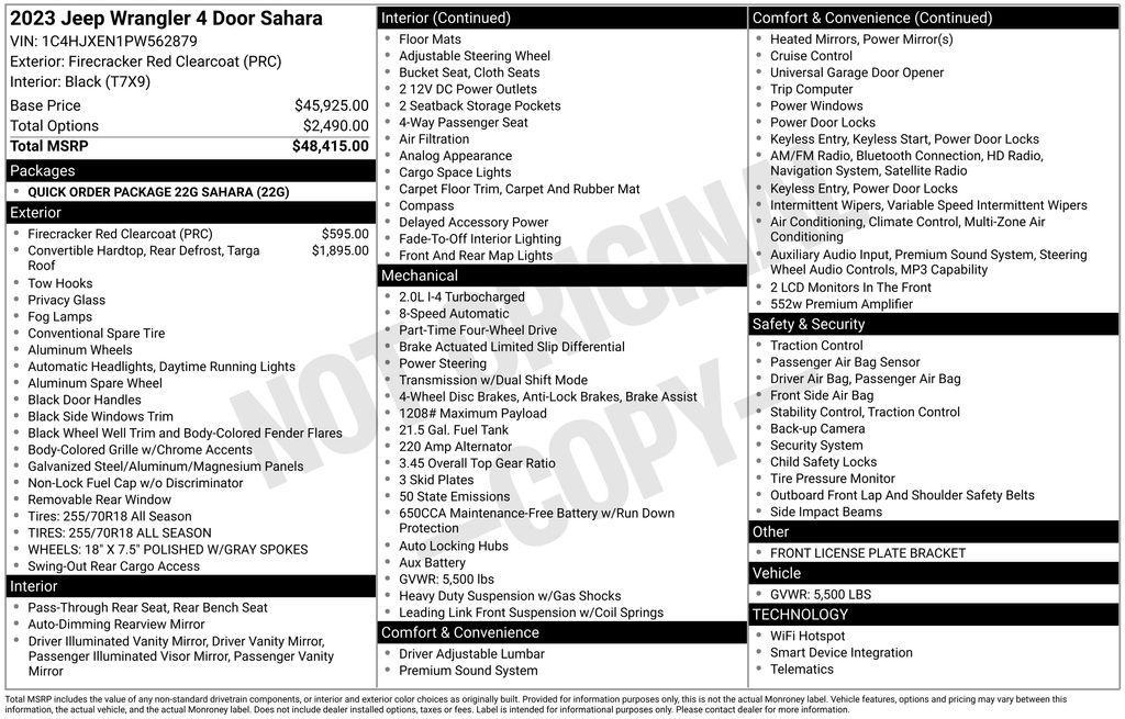 used 2023 Jeep Wrangler car, priced at $24,184