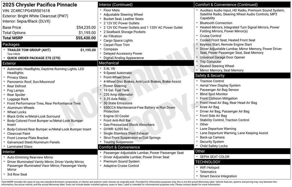new 2025 Chrysler Pacifica car, priced at $45,913