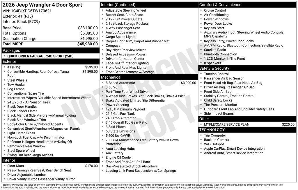 new 2026 Jeep Wrangler car, priced at $40,922