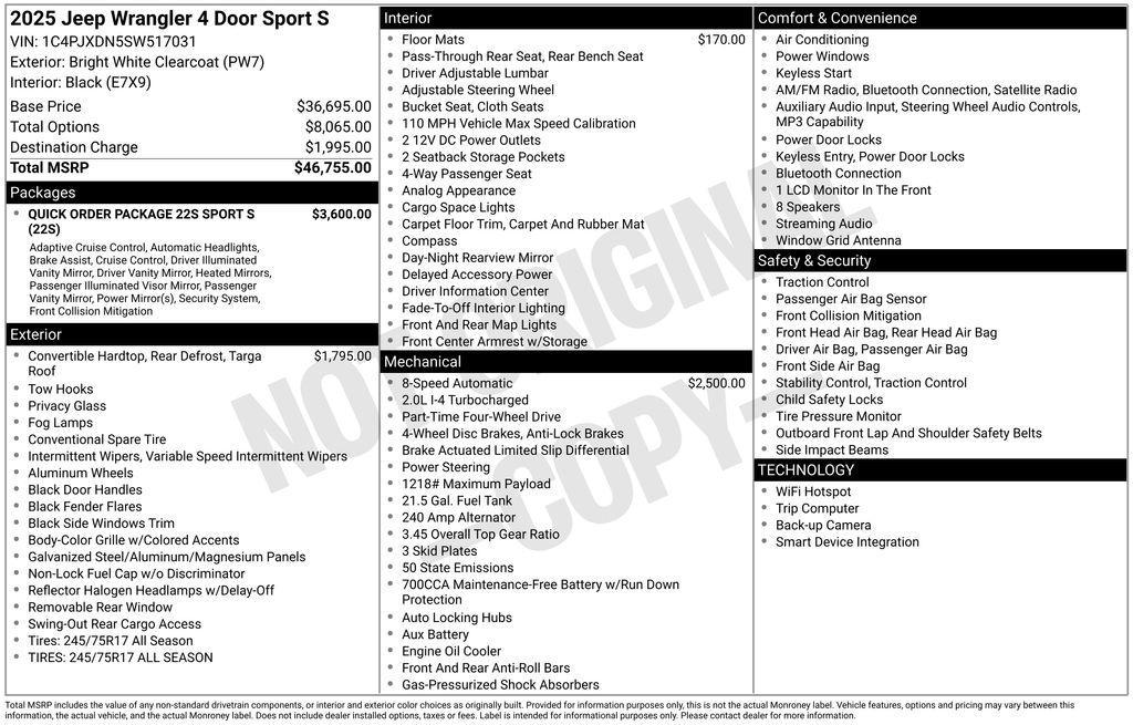 new 2025 Jeep Wrangler car, priced at $53,553