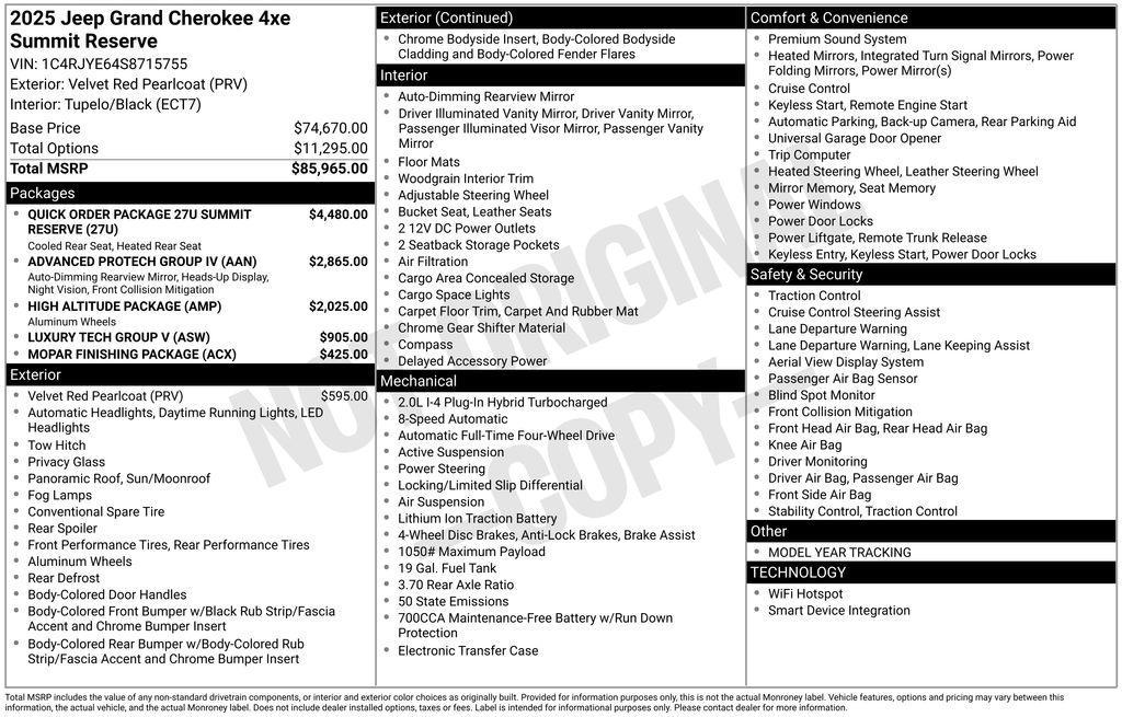 new 2025 Jeep Grand Cherokee car, priced at $79,164