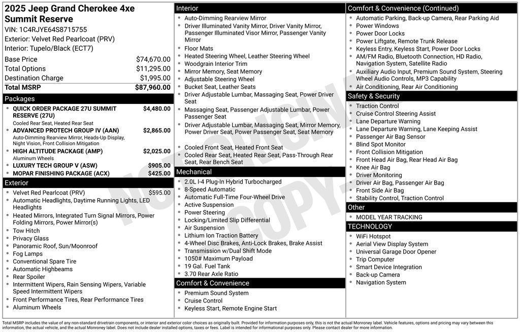new 2025 Jeep Grand Cherokee car, priced at $84,414