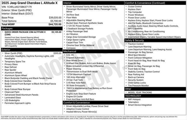 new 2025 Jeep Grand Cherokee L car, priced at $42,377