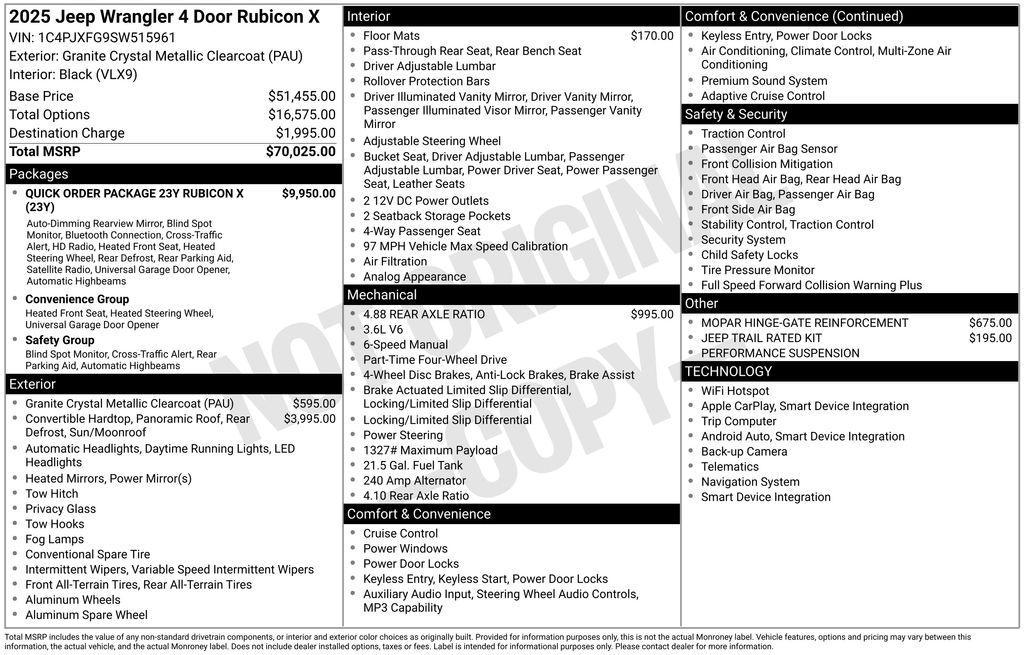 new 2025 Jeep Wrangler car, priced at $52,436