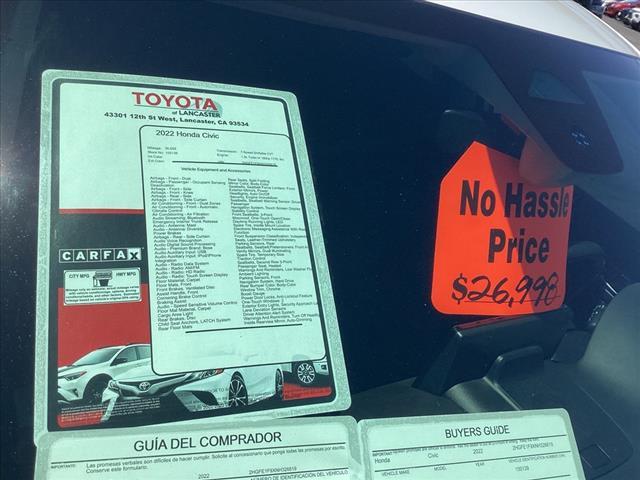 used 2022 Honda Civic car, priced at $26,998