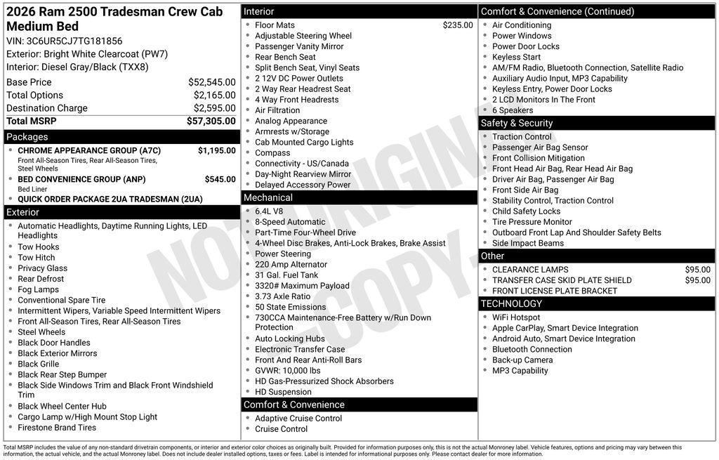 new 2026 Ram 2500 car, priced at $49,332