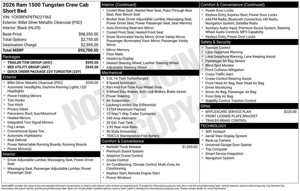 new 2026 Ram 1500 car, priced at $93,150