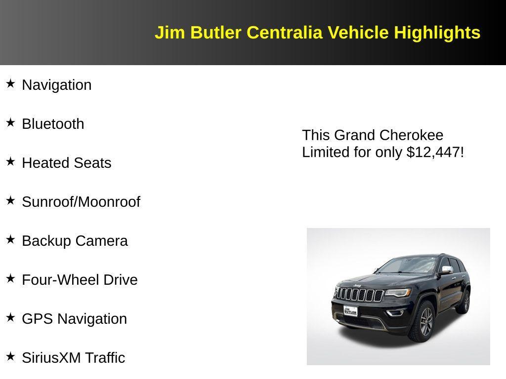 used 2017 Jeep Grand Cherokee car, priced at $12,447