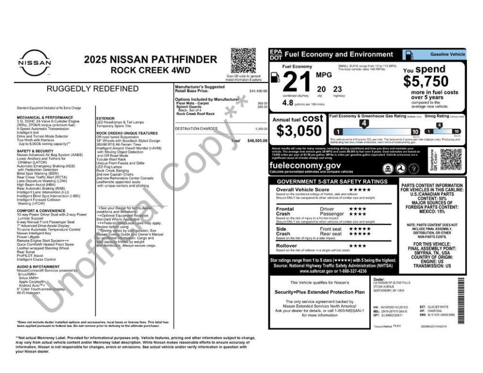 new 2025 Nissan Pathfinder car, priced at $43,505