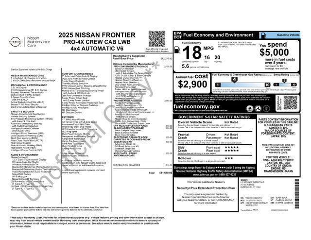 new 2025 Nissan Frontier car, priced at $51,610