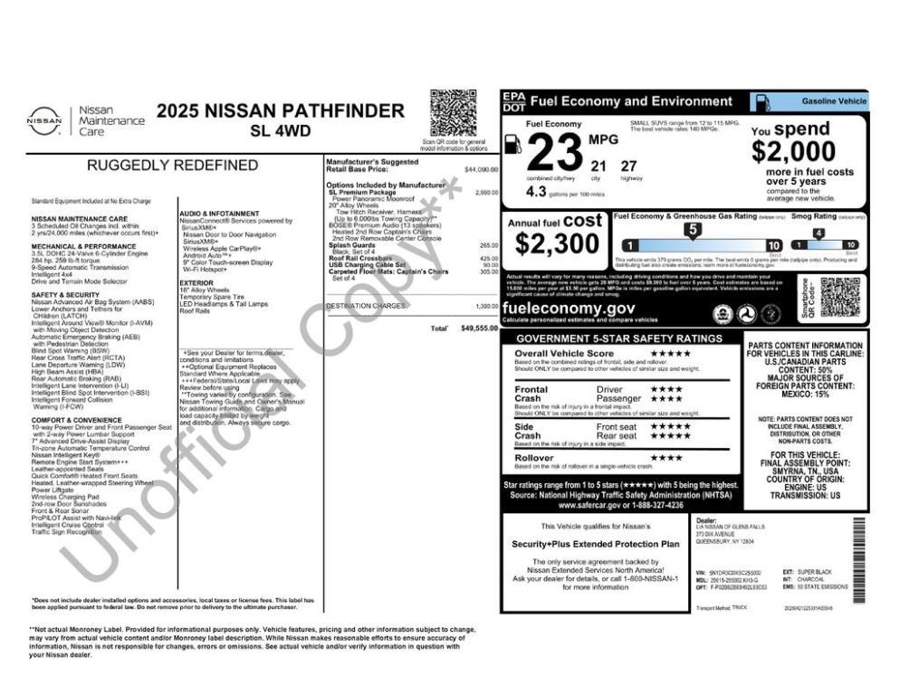 new 2025 Nissan Pathfinder car, priced at $44,555