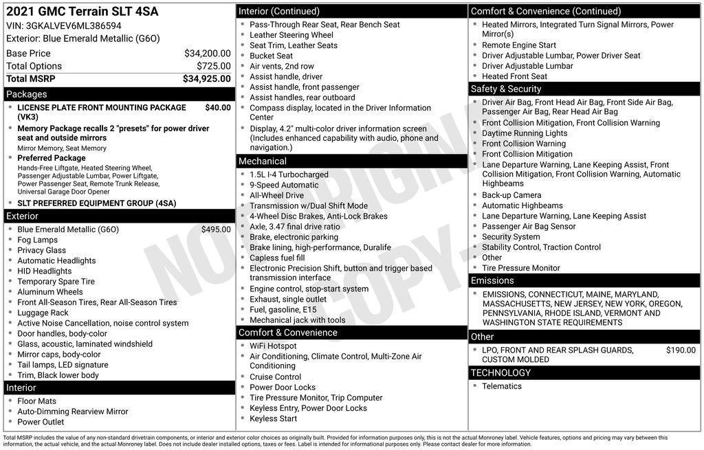 used 2021 GMC Terrain car, priced at $20,342