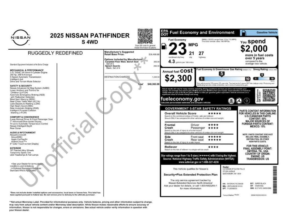 new 2025 Nissan Pathfinder car, priced at $37,360