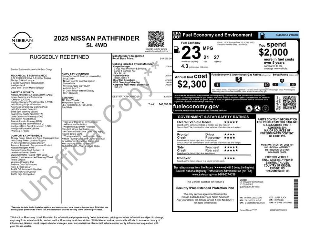 new 2025 Nissan Pathfinder car, priced at $46,935