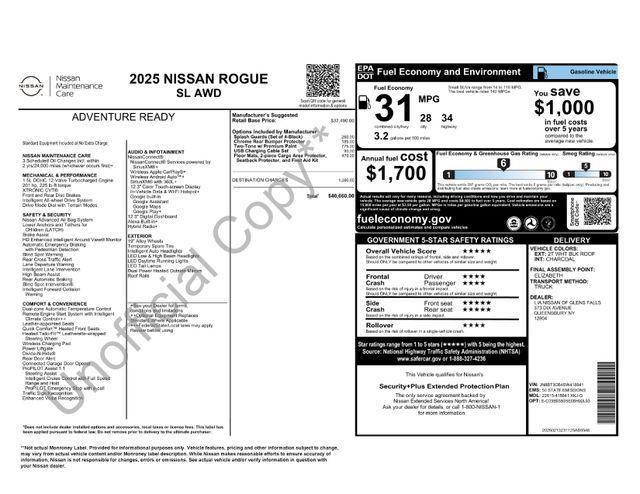 new 2025 Nissan Rogue car, priced at $38,160