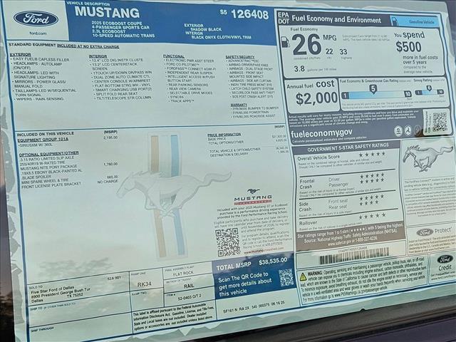 new 2025 Ford Mustang car, priced at $34,652