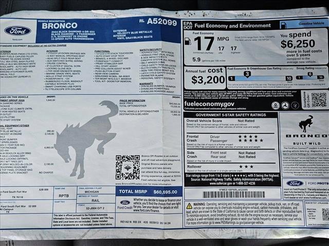 new 2024 Ford Bronco car, priced at $60,994