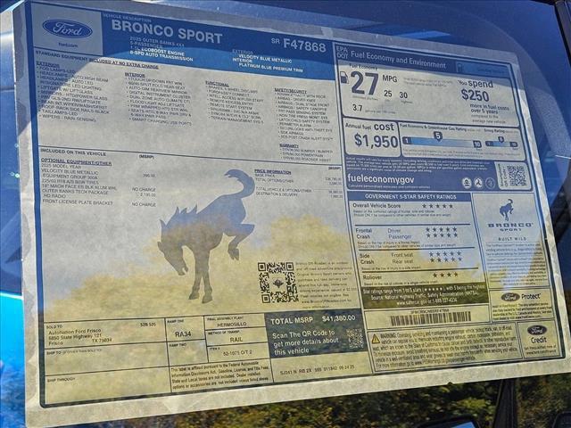 new 2025 Ford Bronco Sport car, priced at $37,001