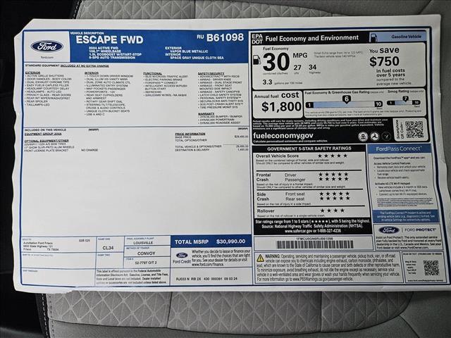 new 2024 Ford Escape car, priced at $28,735