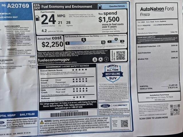 new 2024 Ford Explorer car, priced at $43,985