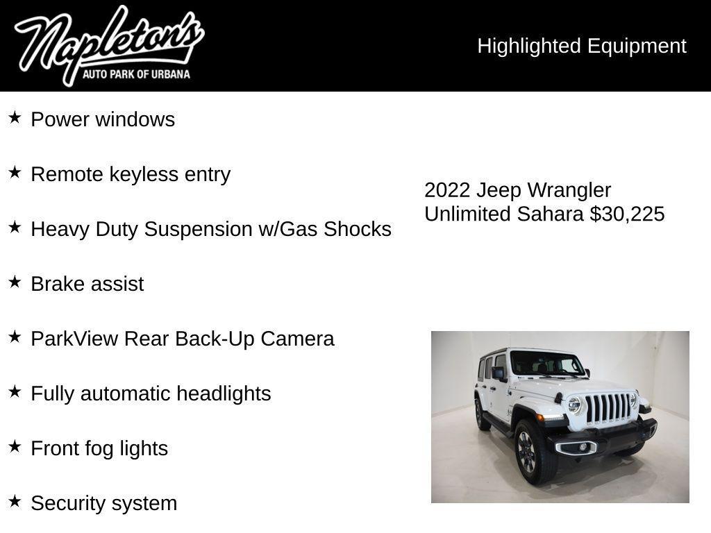 used 2022 Jeep Wrangler Unlimited car, priced at $30,225