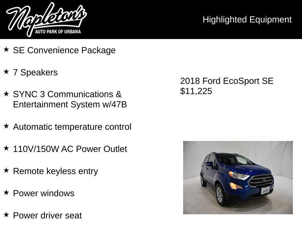 used 2018 Ford EcoSport car, priced at $11,225