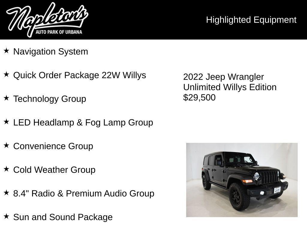 used 2022 Jeep Wrangler car, priced at $29,500
