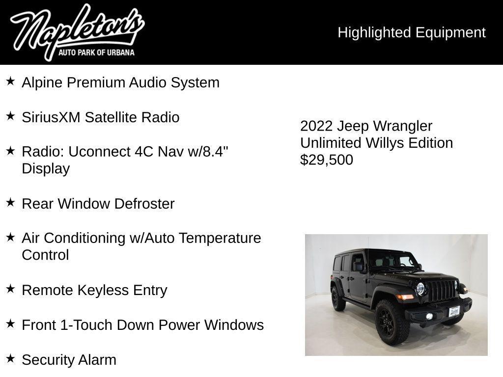 used 2022 Jeep Wrangler car, priced at $29,500