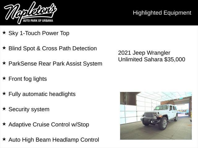 used 2021 Jeep Wrangler Unlimited car, priced at $36,498