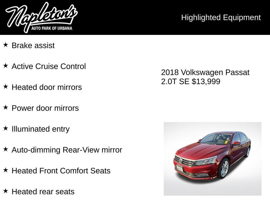 used 2018 Volkswagen Passat car, priced at $13,999